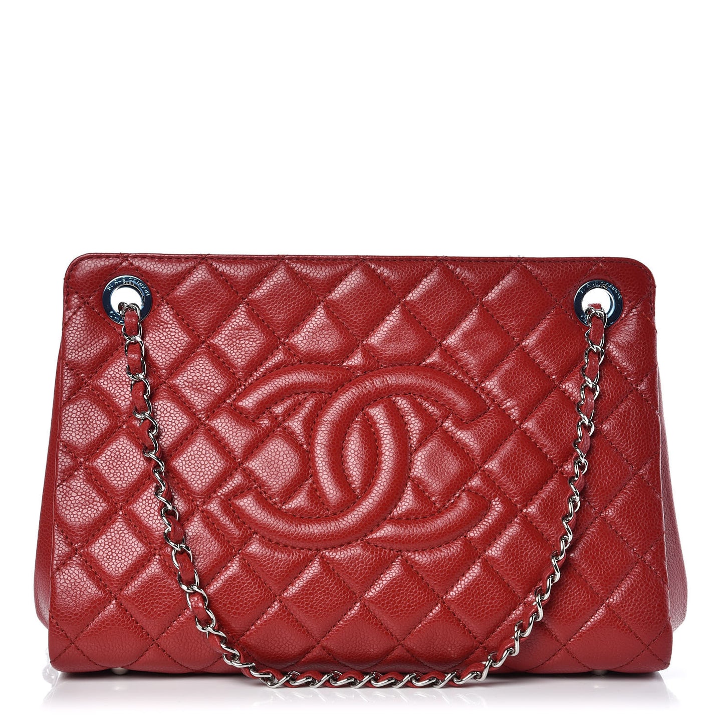 Caviar Quilted Timeless CC Shopping Tote Red