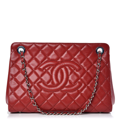 Chanel Caviar Quilted Timeless CC Shopping Tote Red 1 of 9