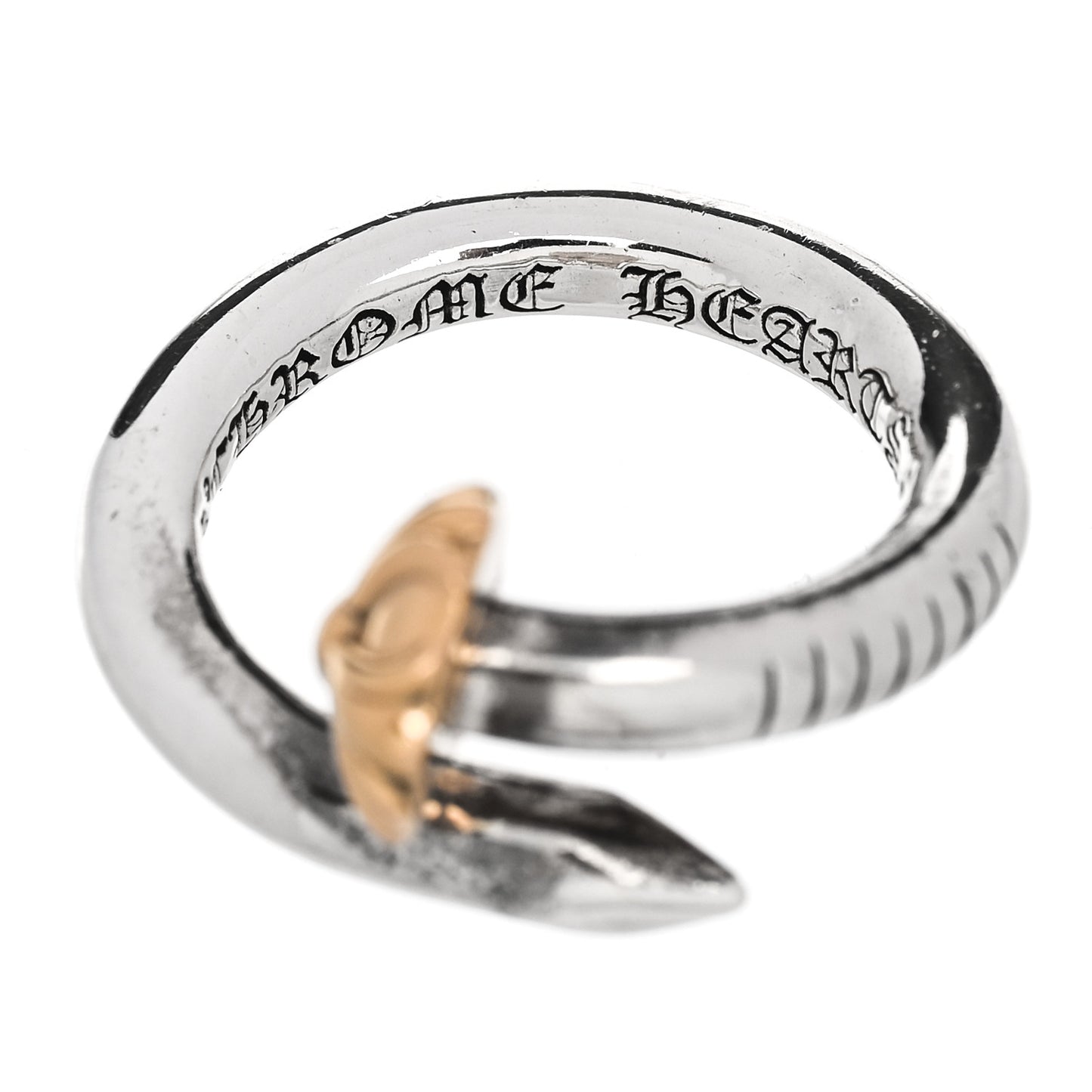 Sterling Silver 22K Yellow Gold Cross Ball Nail Ring 49 5