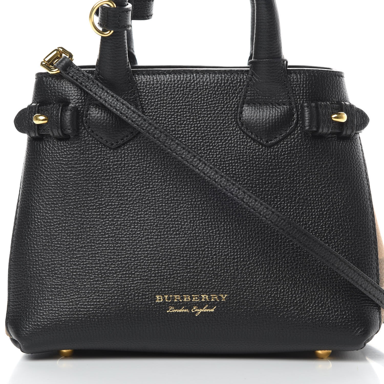 Burberry Derby Calfskin House Check Baby Banner Tote Black 9 of 11