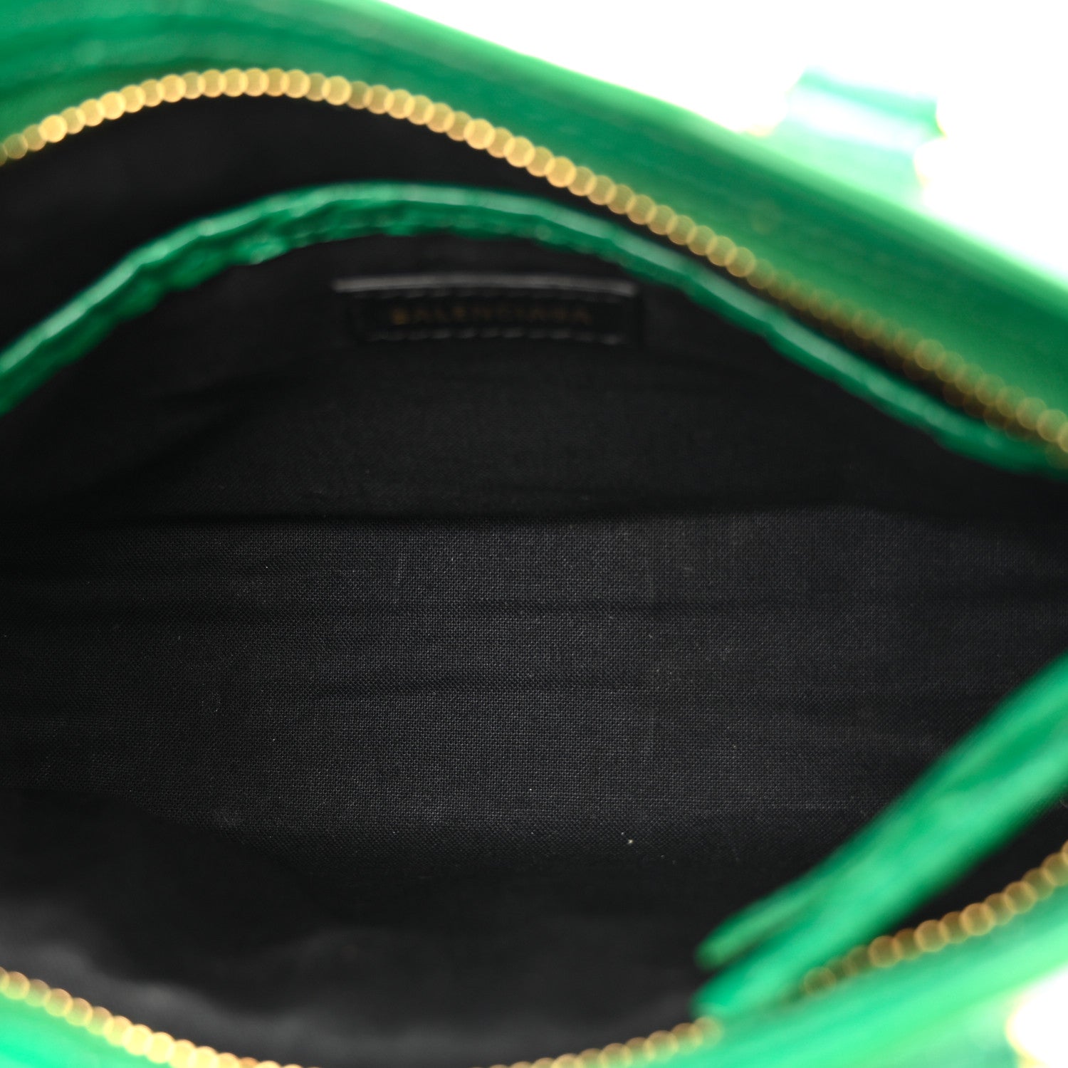 Balenciaga Shiny Supple Calfskin Crocodile Embossed Gold Metallic Edge Hardware Nano City Leaf Green 6 of 16