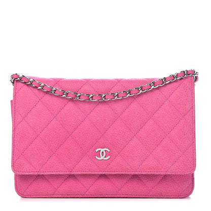 Chanel Iridescent Caviar Quilted Wallet on Chain WOC Pink 1 of 13
