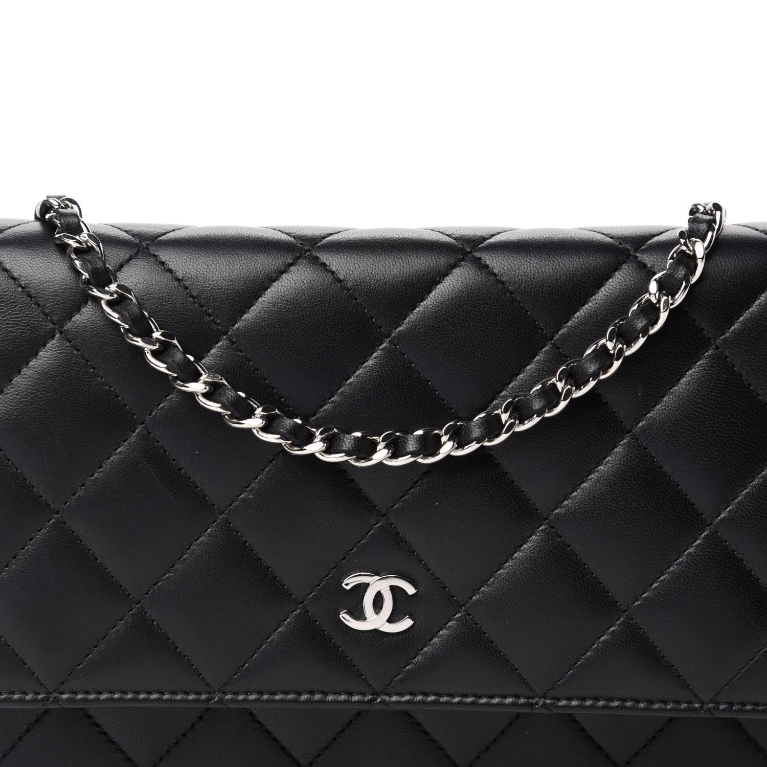 Chanel Lambskin Quilted Wallet On Chain WOC Black 12 of 12