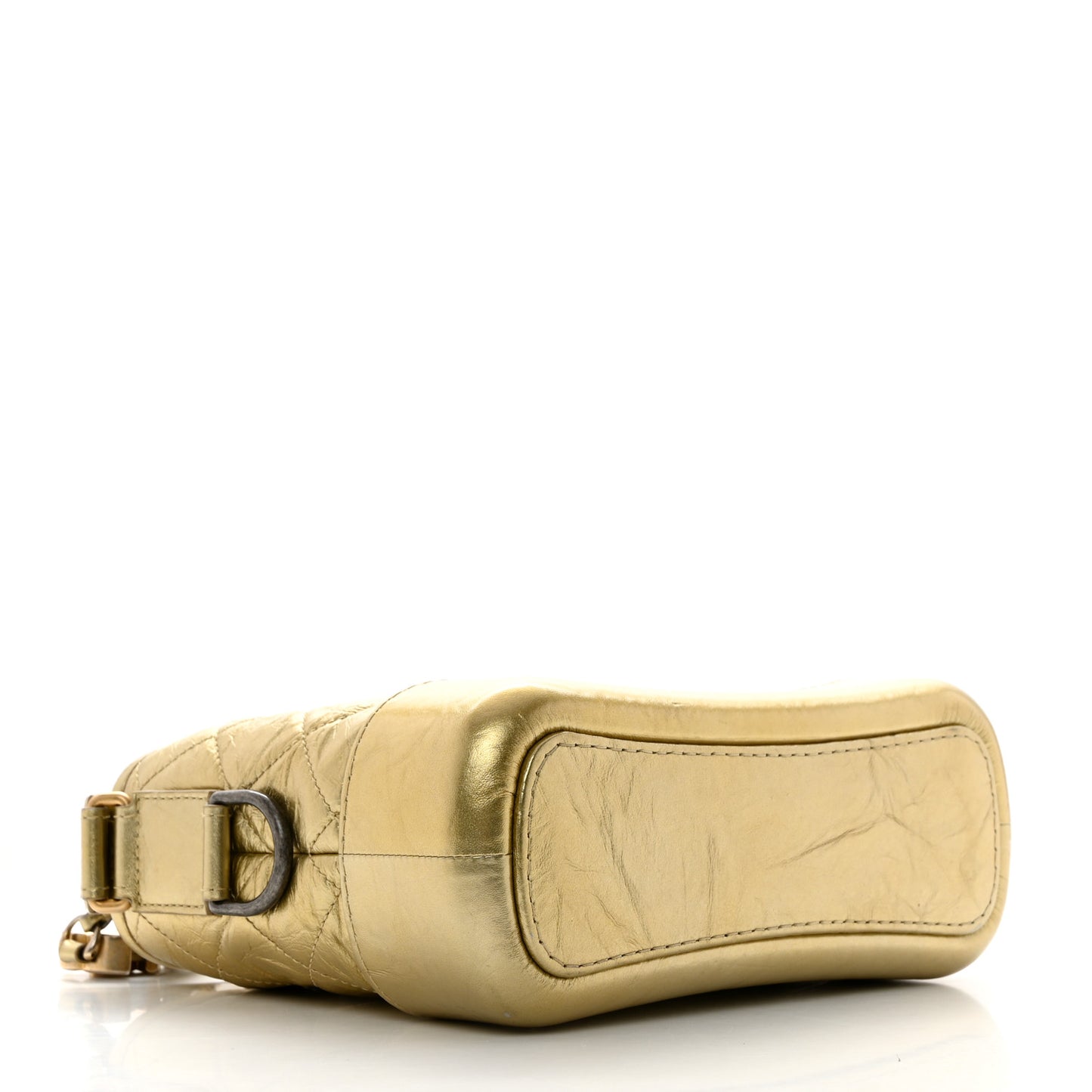Metallic Aged Calfskin Quilted Small Gabrielle Hobo Gold