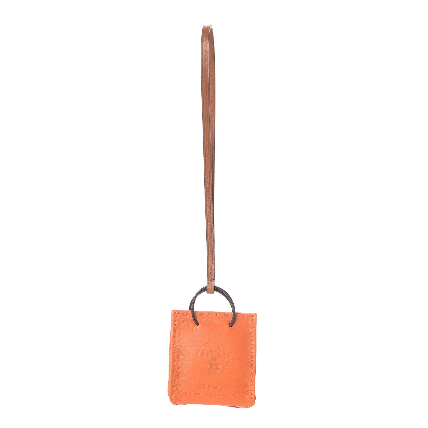Hermes Milo Lambskin Swift Shopping Bag Charm Feu Gold 1 of 4