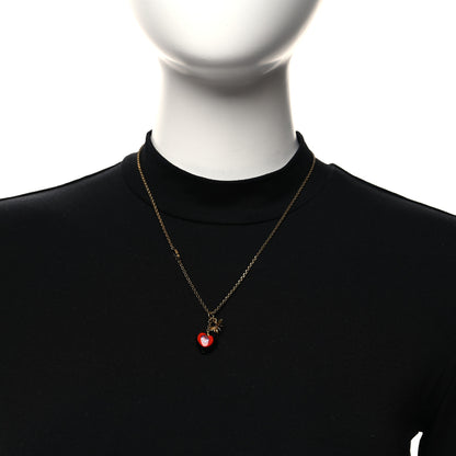 Christian Dior Resin Heart Necklace Aged Gold Black 2 of 4