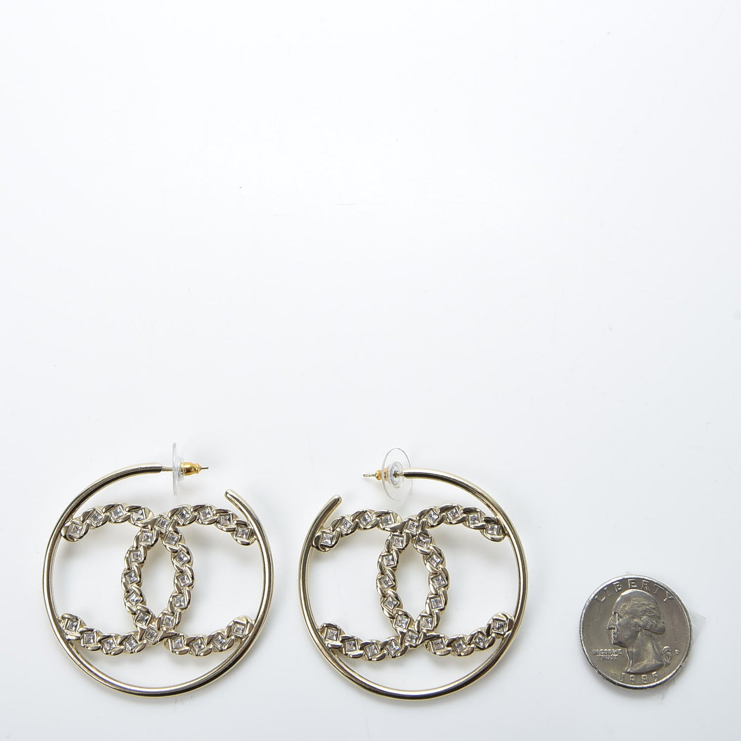 Crystal High Society CC Hoop Earrings Gold