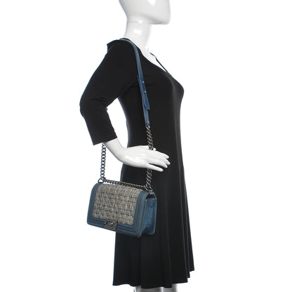 Chanel Tweed Denim Medium Boy Flap Dark Blue 2 of 24