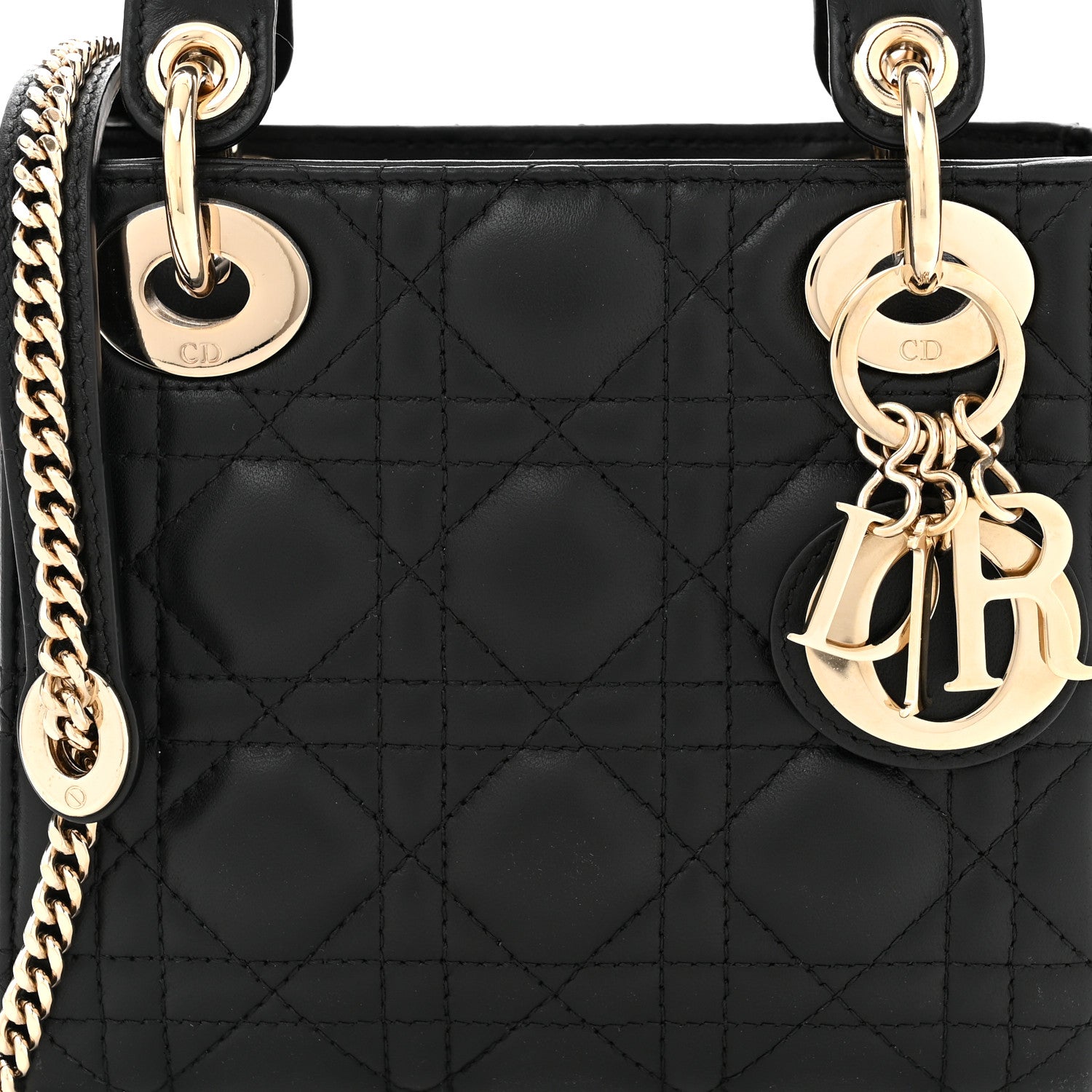 Christian Dior Lambskin Cannage Mini Lady Dior Black 8 of 10
