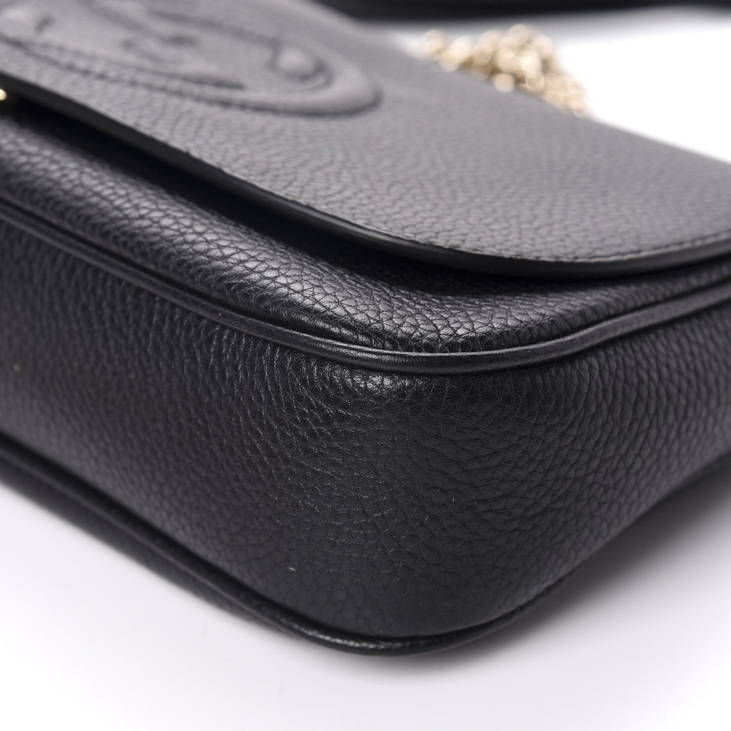 Pebbled Calfskin Medium Soho Flap Crossbody Black