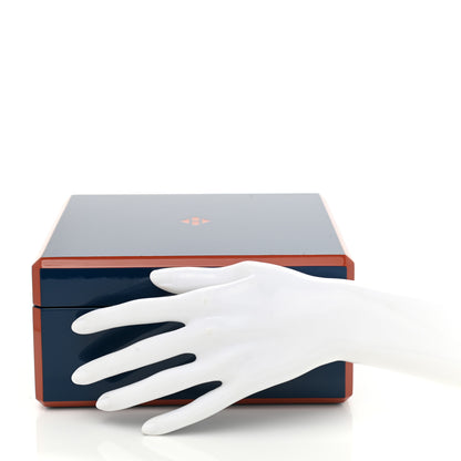 Hermes Lacquered Wood Facettes Watch Box Bleu Biarritz 2 of 8