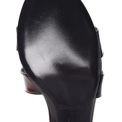Hermes Patent Oasis Sandals 38 Black 8 of 10