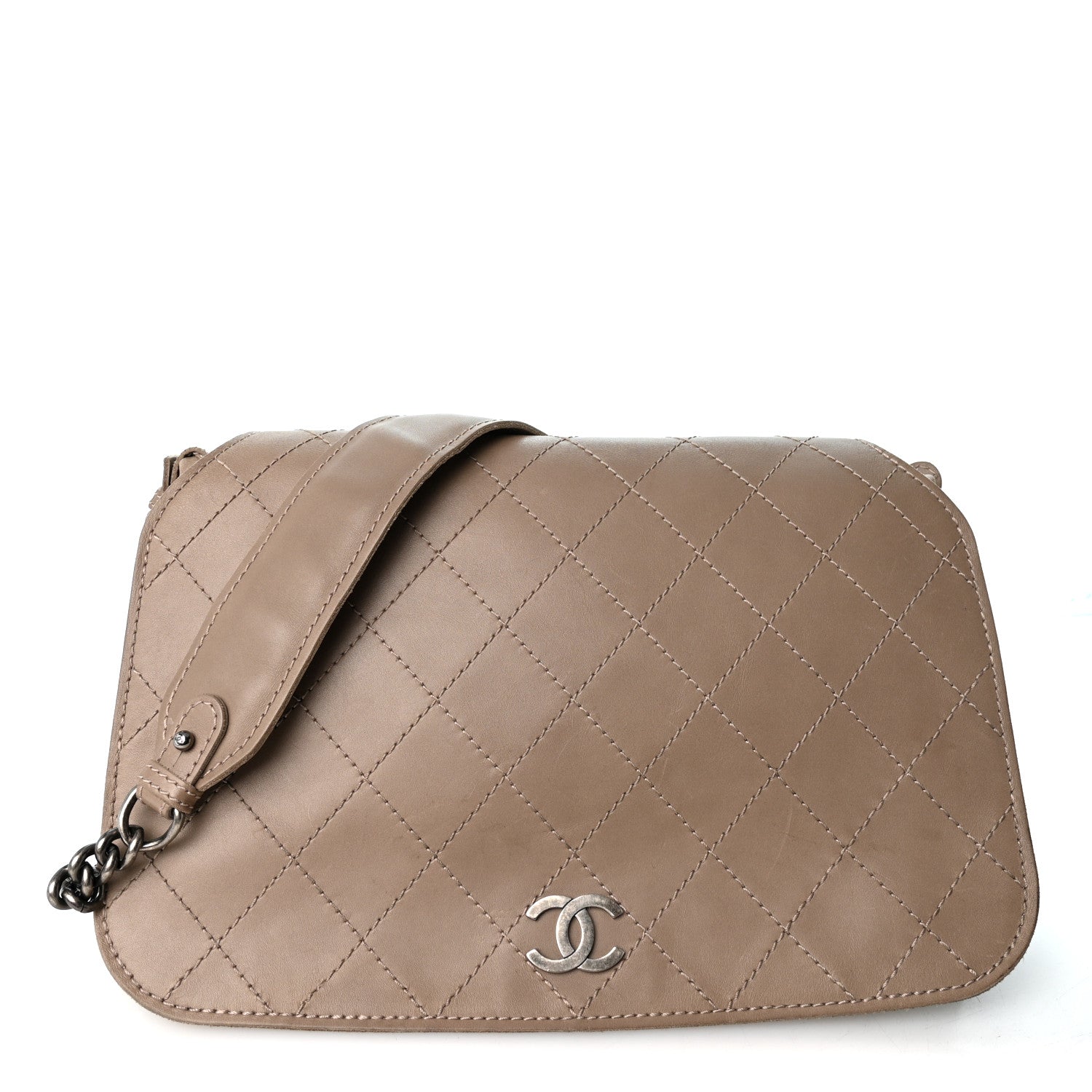 Chanel Calfskin Stitched Large Highlander Messenger Taupe 1986218