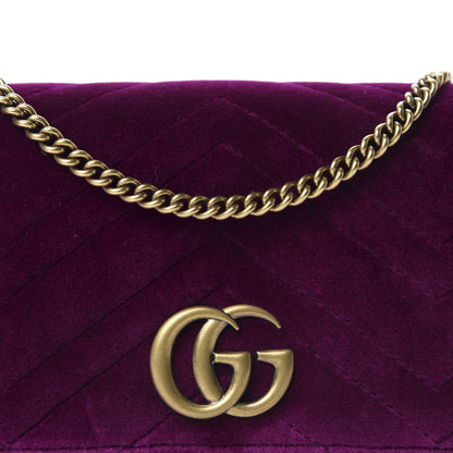 Gucci Velvet Matelasse GG Marmont Mini Bag Fuchsia Violet Cyclamen 10 of 11