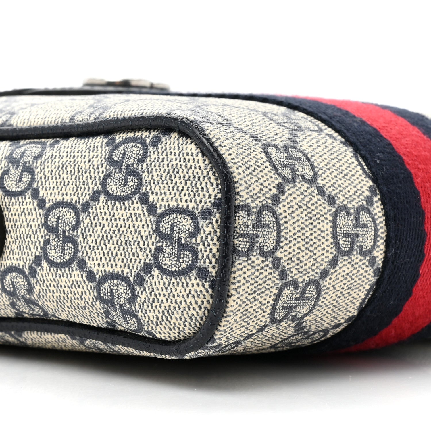 Gucci GG Supreme Monogram Textured Calfskin Web Mini Ophidia Messenger Beige Blue 9 of 9
