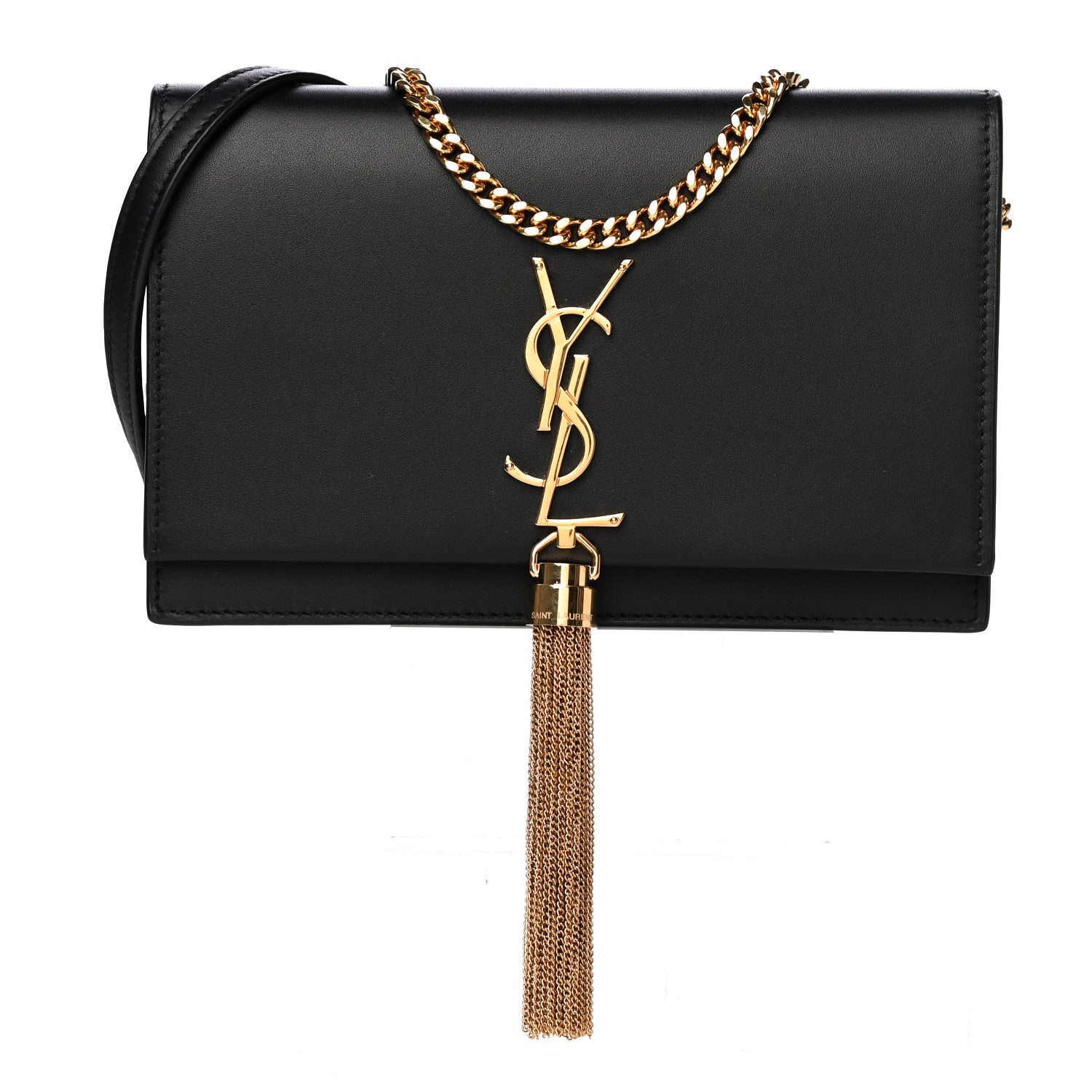 Saint Laurent Smooth Calfskin Classic Monogram Kate Tassel Chain Wallet Black 1 of 9