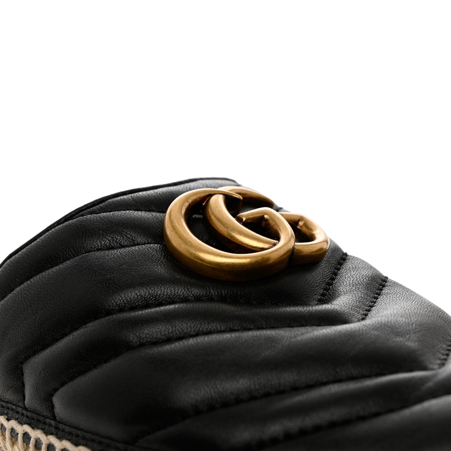 Gucci Nappa Matelasse GG Marmont Espadrille Slippers 36 Black 10 of 11
