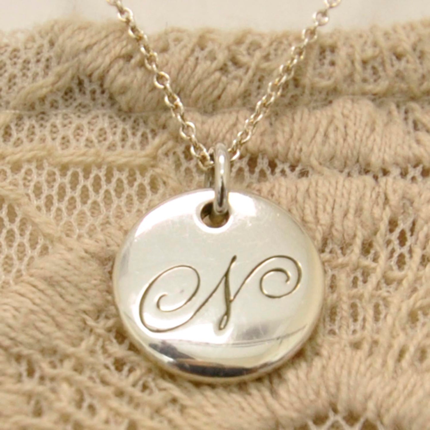Sterling Silver Notes Alphabet N Charm Necklace
