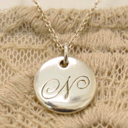 Tiffany Sterling Silver Notes Alphabet N Charm Necklace 3 of 7