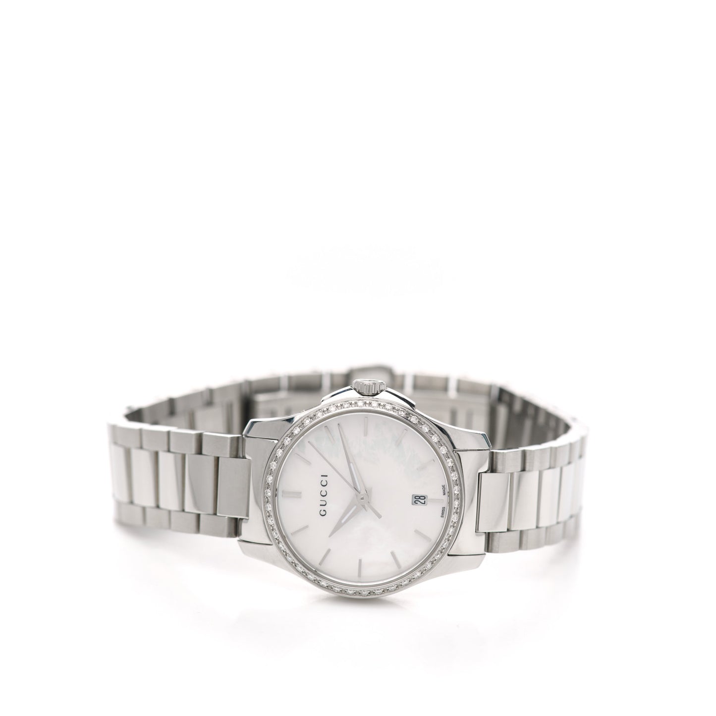 Stainless Steel Diamond Bezel Mother of Pearl 27mm G-Timeless Quartz Watch