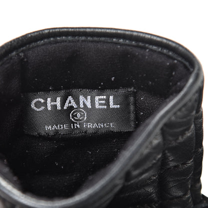 Chanel Lambskin Quilted Chocolate Bar Gloves 7.5 Black 3 of 6