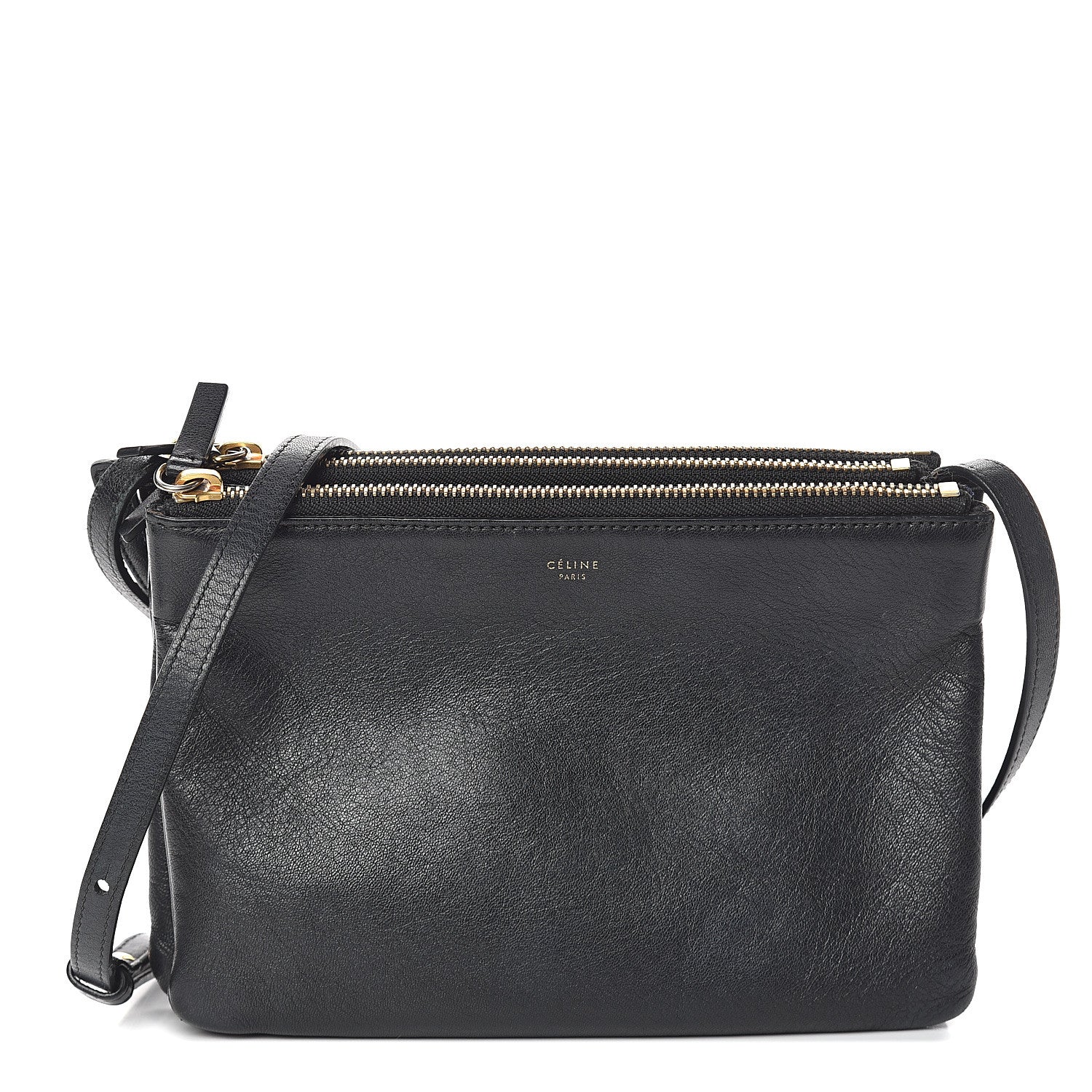 Celine Lambskin Small Trio Crossbody Bag Black 1 of 9