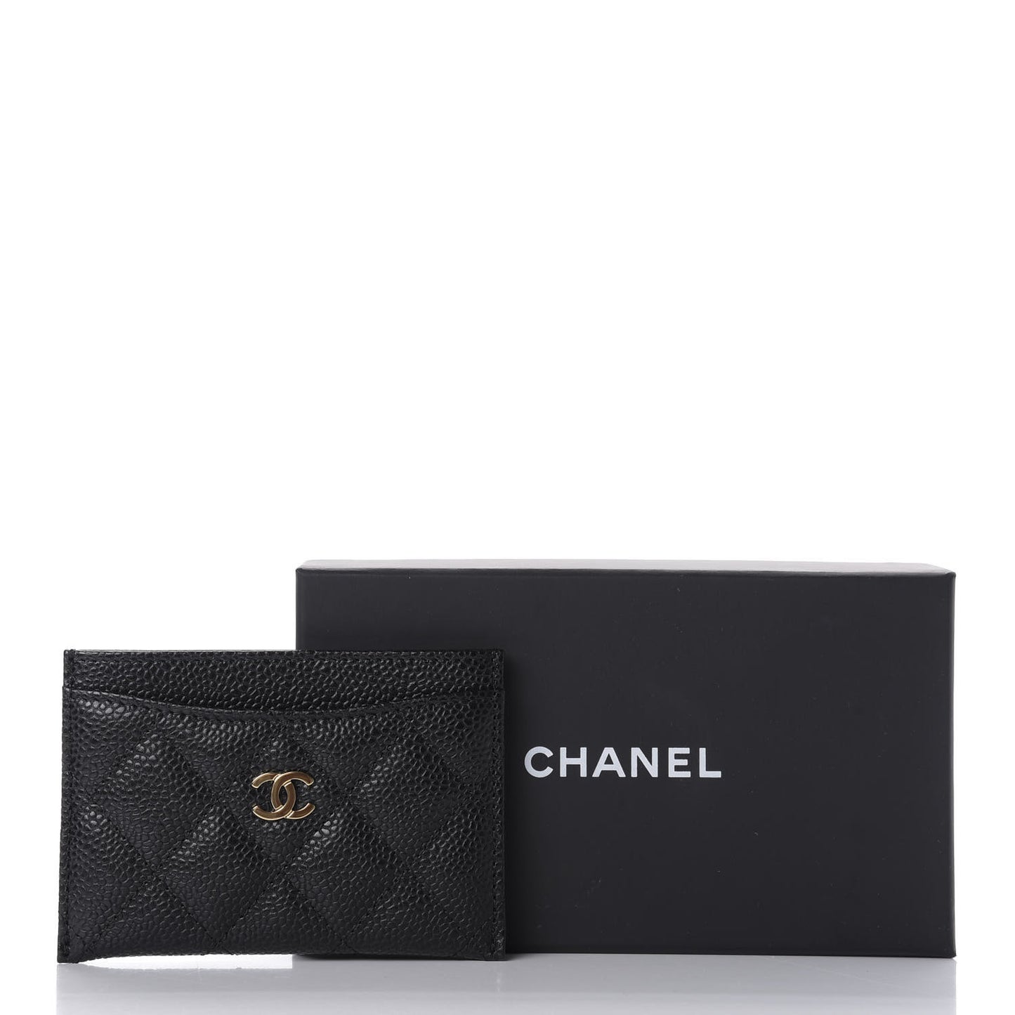 Caviar Quilted Card Holder Black
