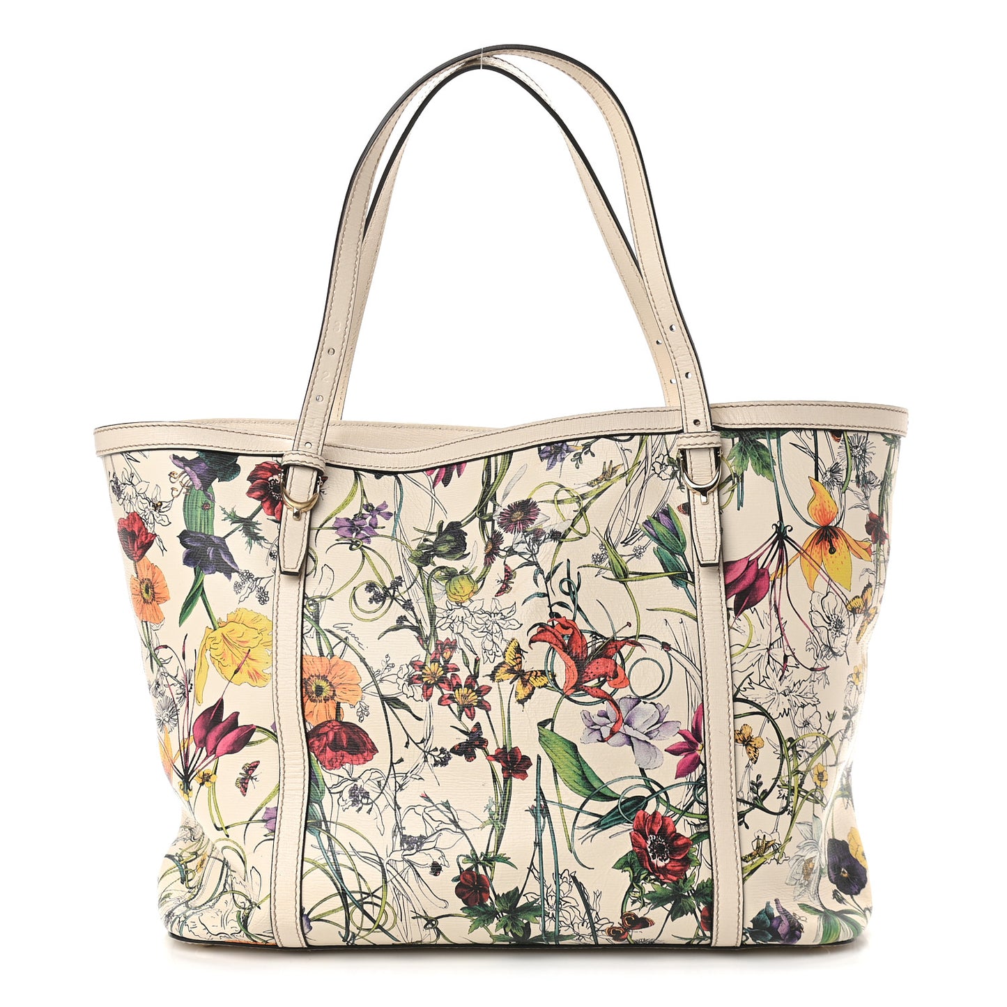 Calfskin Flora Infinity Medium Nice Tote Off White