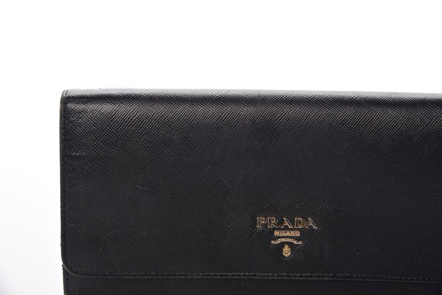 Prada Saffiano Metal Oro Chain Wallet Black 11 of 12