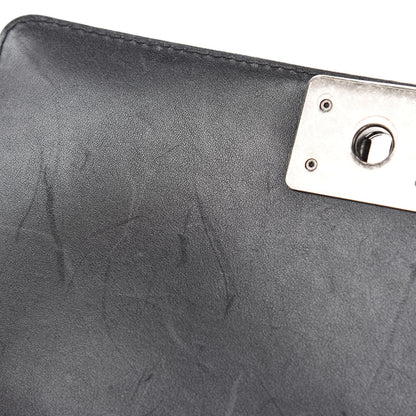 Chanel Calfskin Chevron Quilted Medium Braided Boy Flap Black 8 of 14