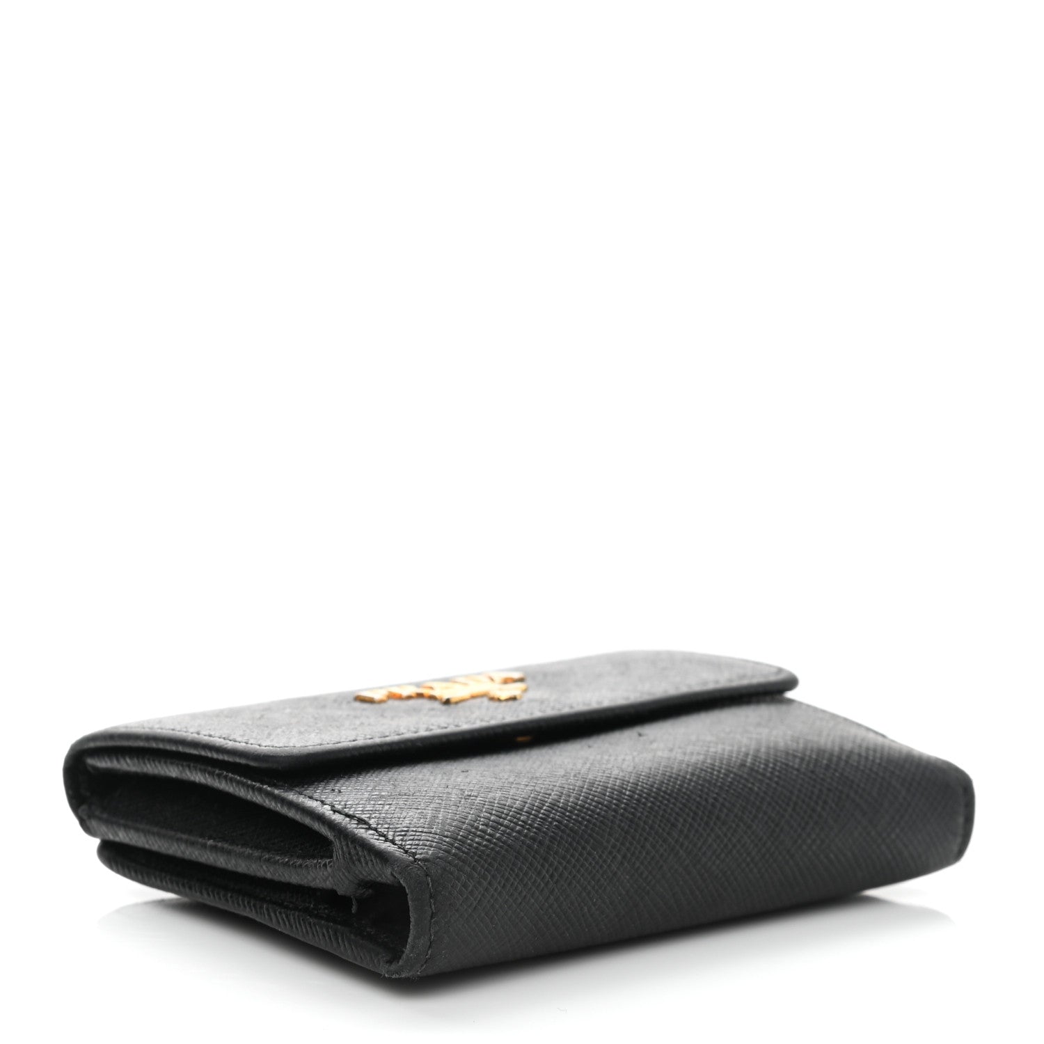 Prada Saffiano Metal Tri-Fold Wallet Black 4 of 10
