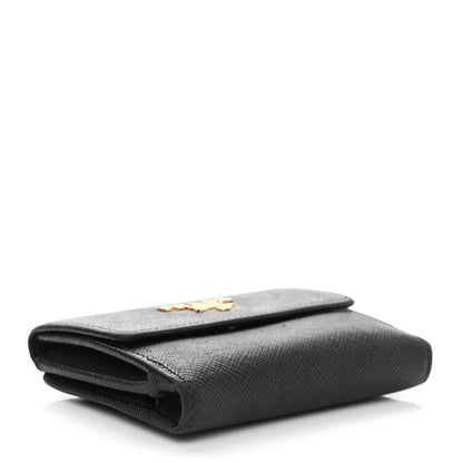Prada Saffiano Metal Tri-Fold Wallet Black 4 of 10