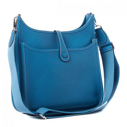 Hermes Taurillon Clemence Evelyne III PM Blue Jean 2 of 8