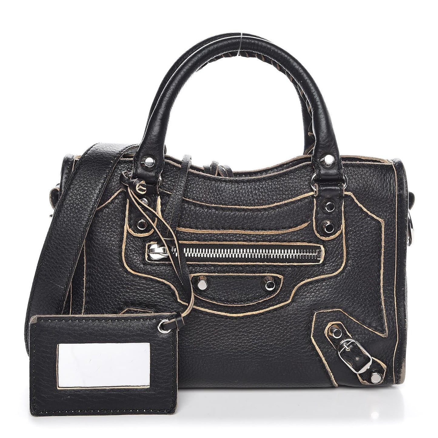 Supple Grained Calfskin Classic Silver Hardware Highlight Mini City Black