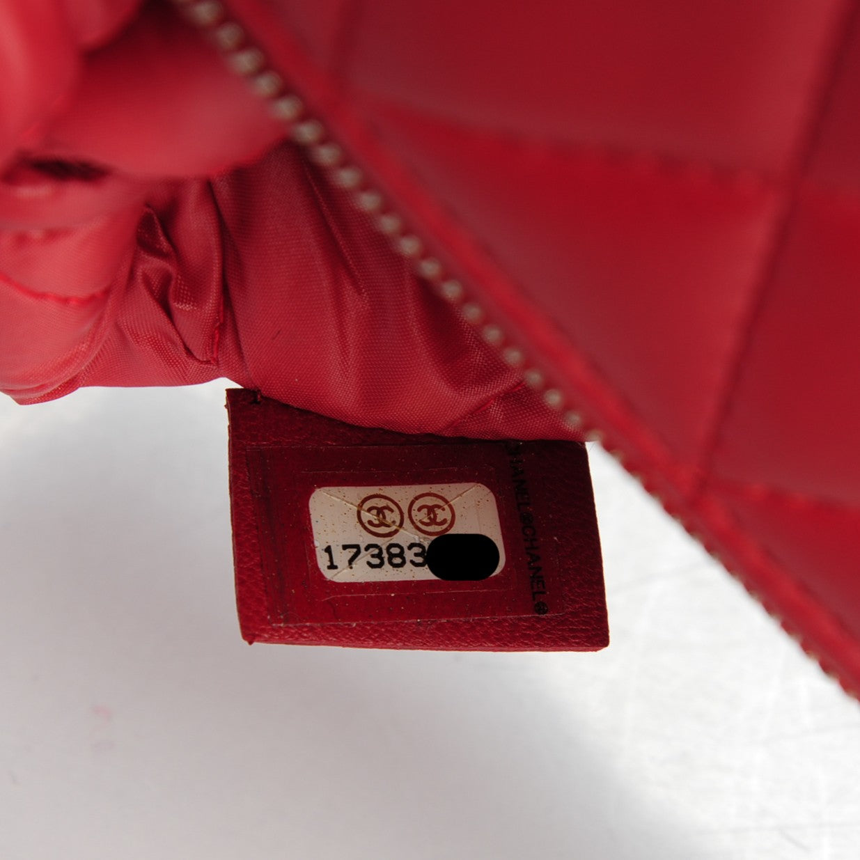 Lambskin Quilted Large Cosmetic Case Red