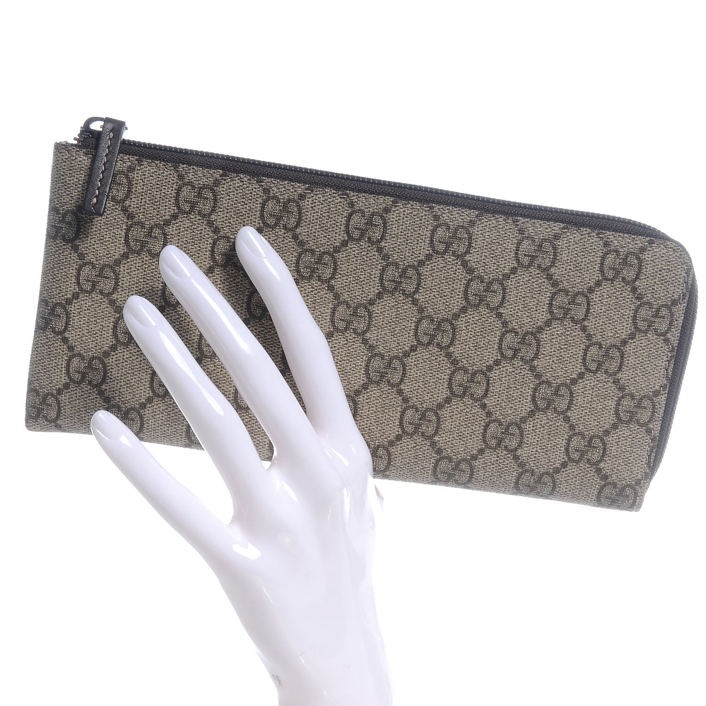Wallet GG Monogram Zip Around Canvas Brown