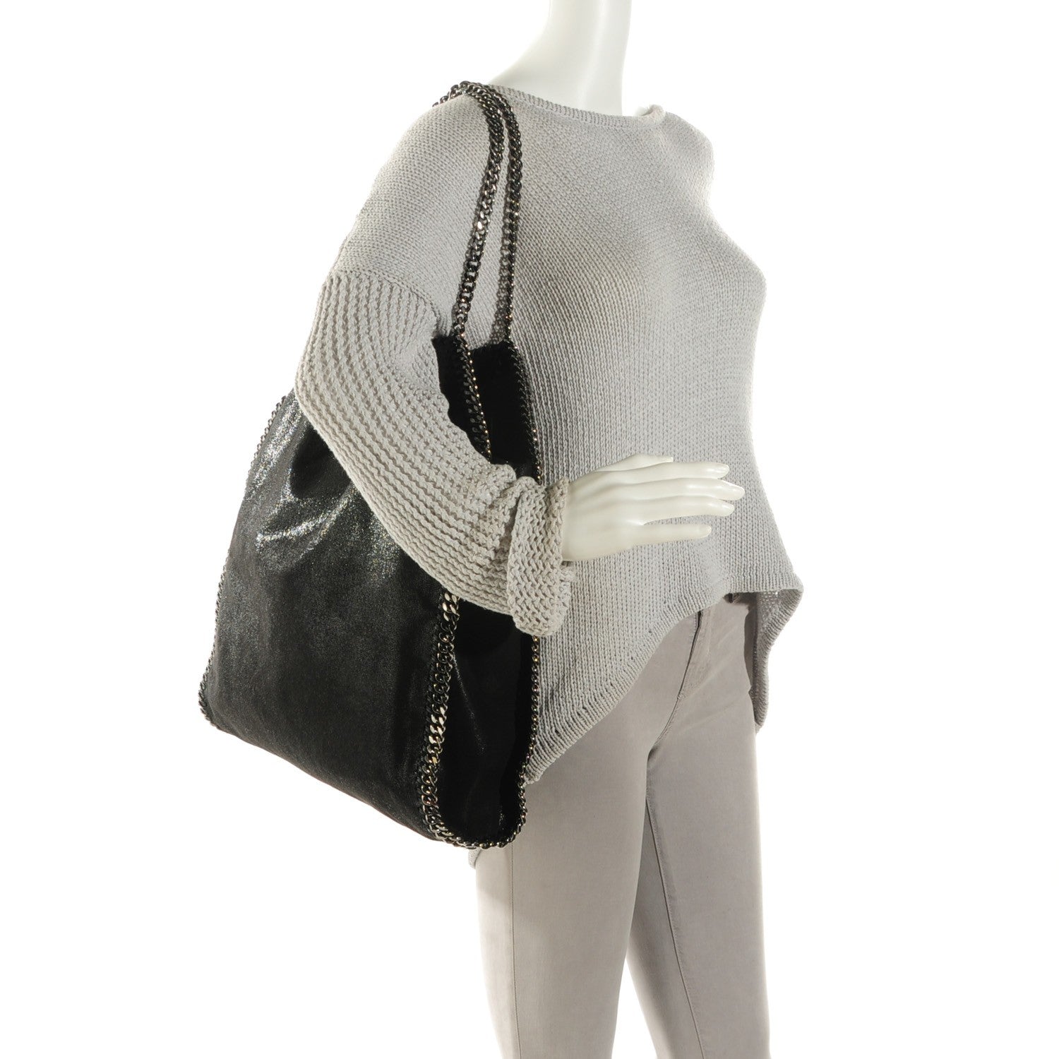 Stella McCartney Shaggy Deer Big Falabella Tote Black 4 of 11
