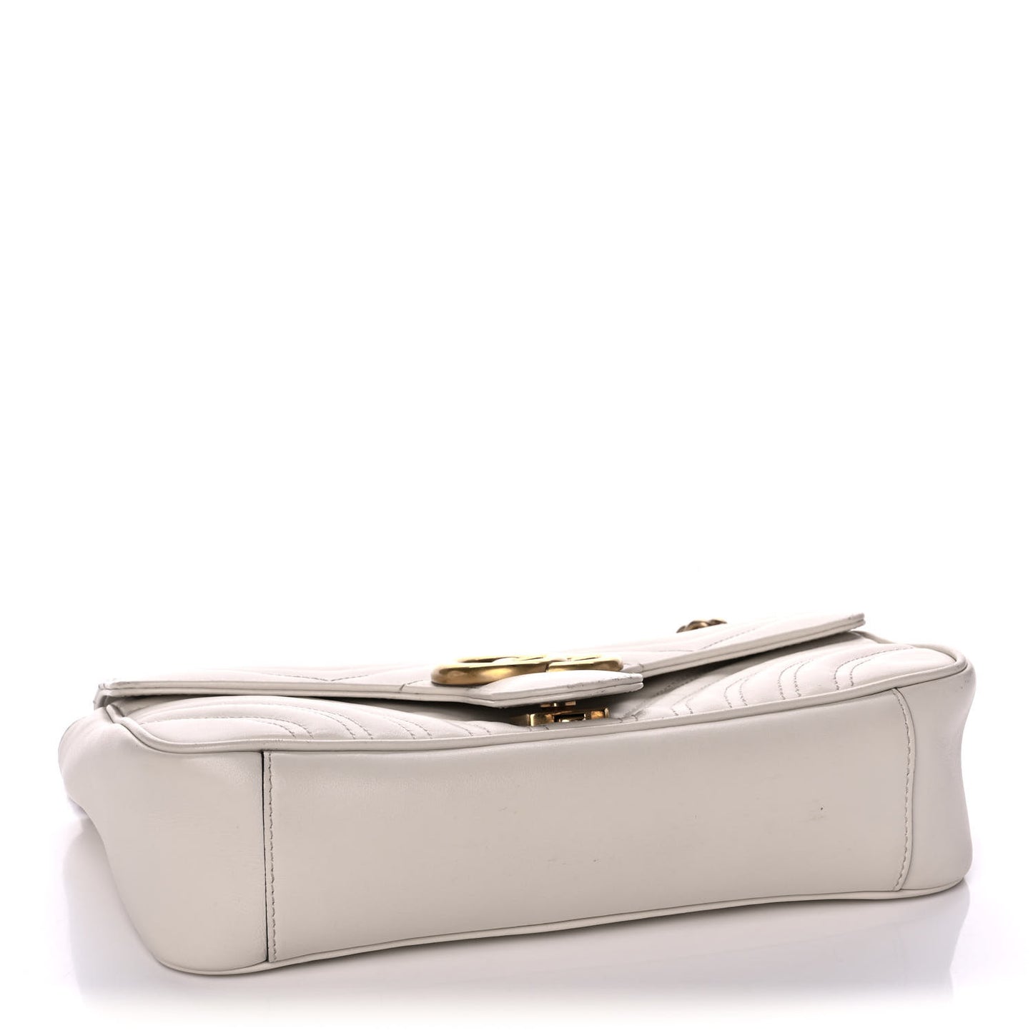 Calfskin Matelasse Small GG Marmont Shoulder Bag White