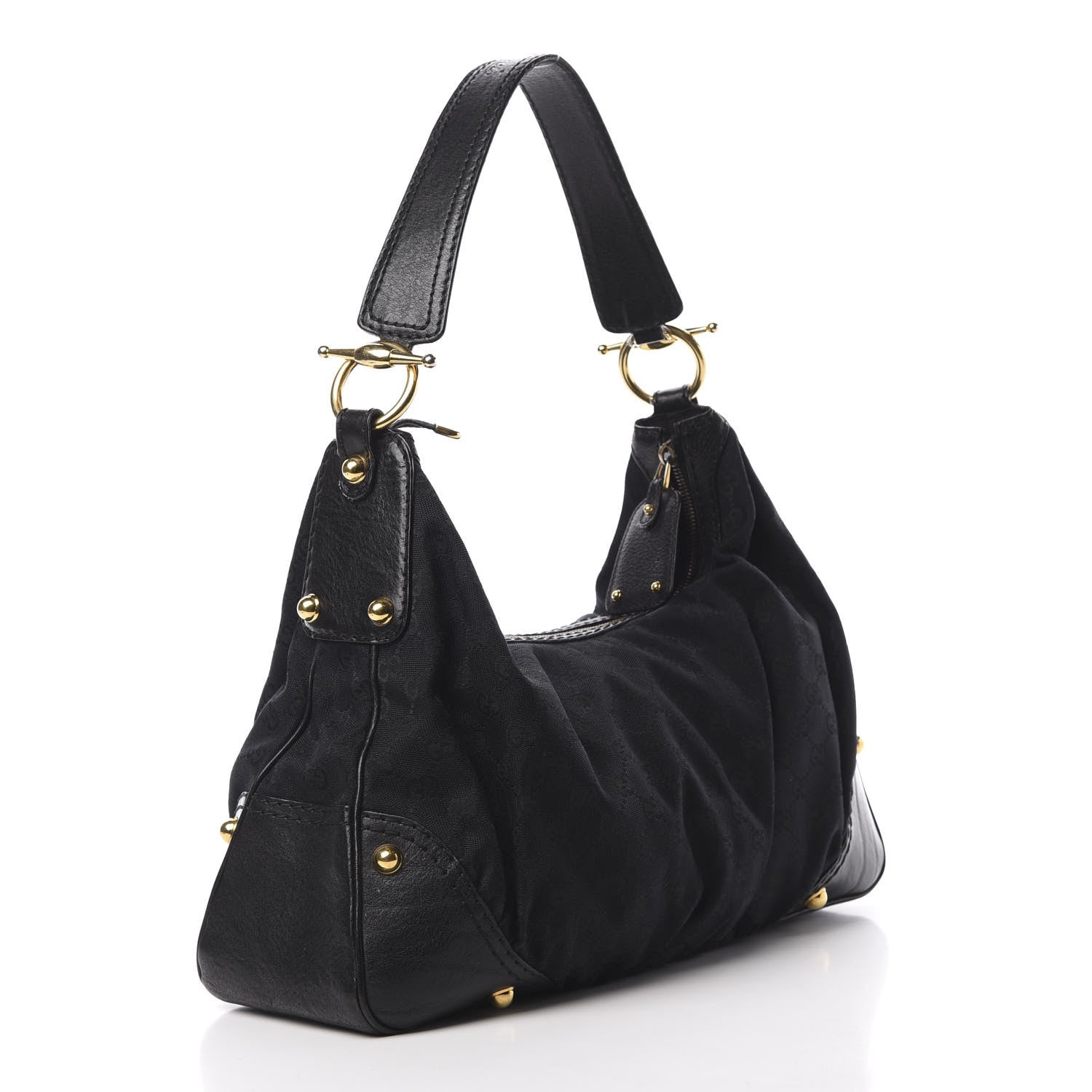 Gucci Monogram Medium Jockey Hobo Black 3 of 16