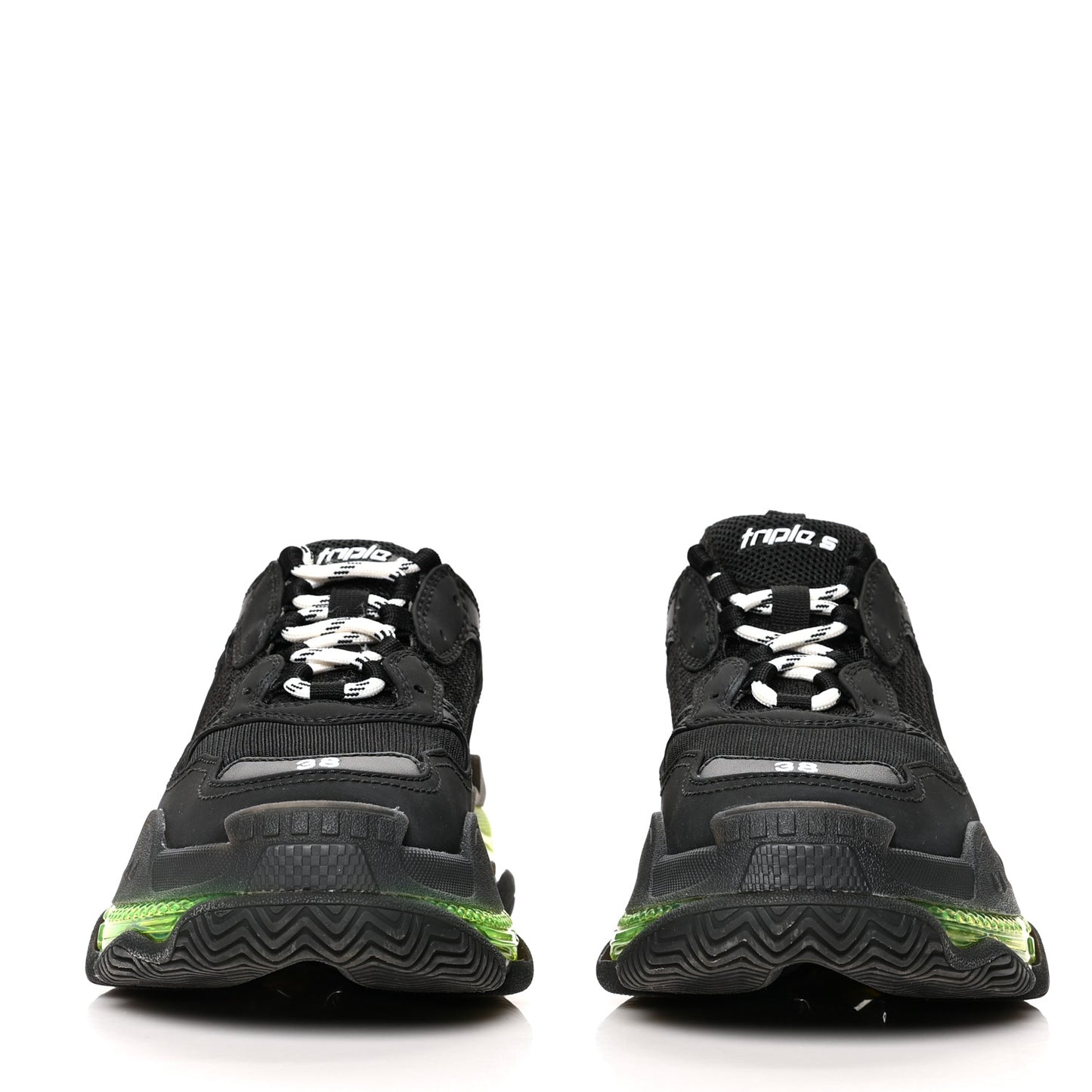 Fabric Mesh Clear Sole Womens Triple S Sneakers 38 Black Yellow Fluo