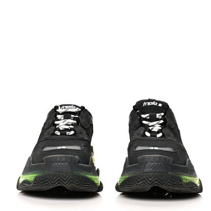 Balenciaga Fabric Mesh Clear Sole Womens Triple S Sneakers 38 Black Yellow Fluo 2 of 7