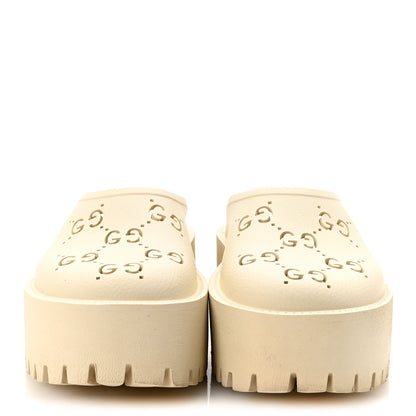 Gucci Rubber Monogram GG Go Through Platform Slide Clogs 37 Mystic White 3 of 10