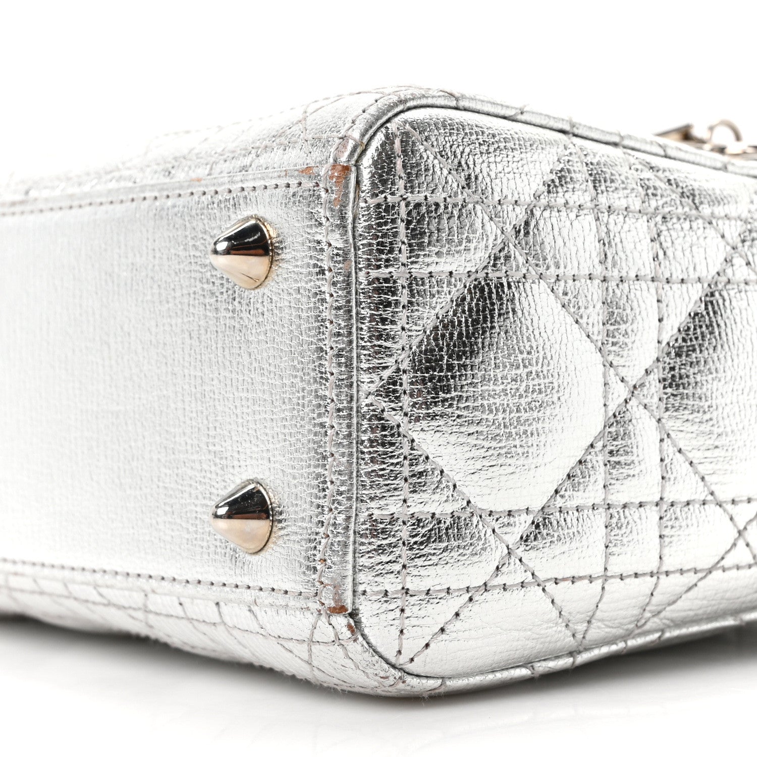 Christian Dior Metallic Grained Calfskin Cannage Small Lucky