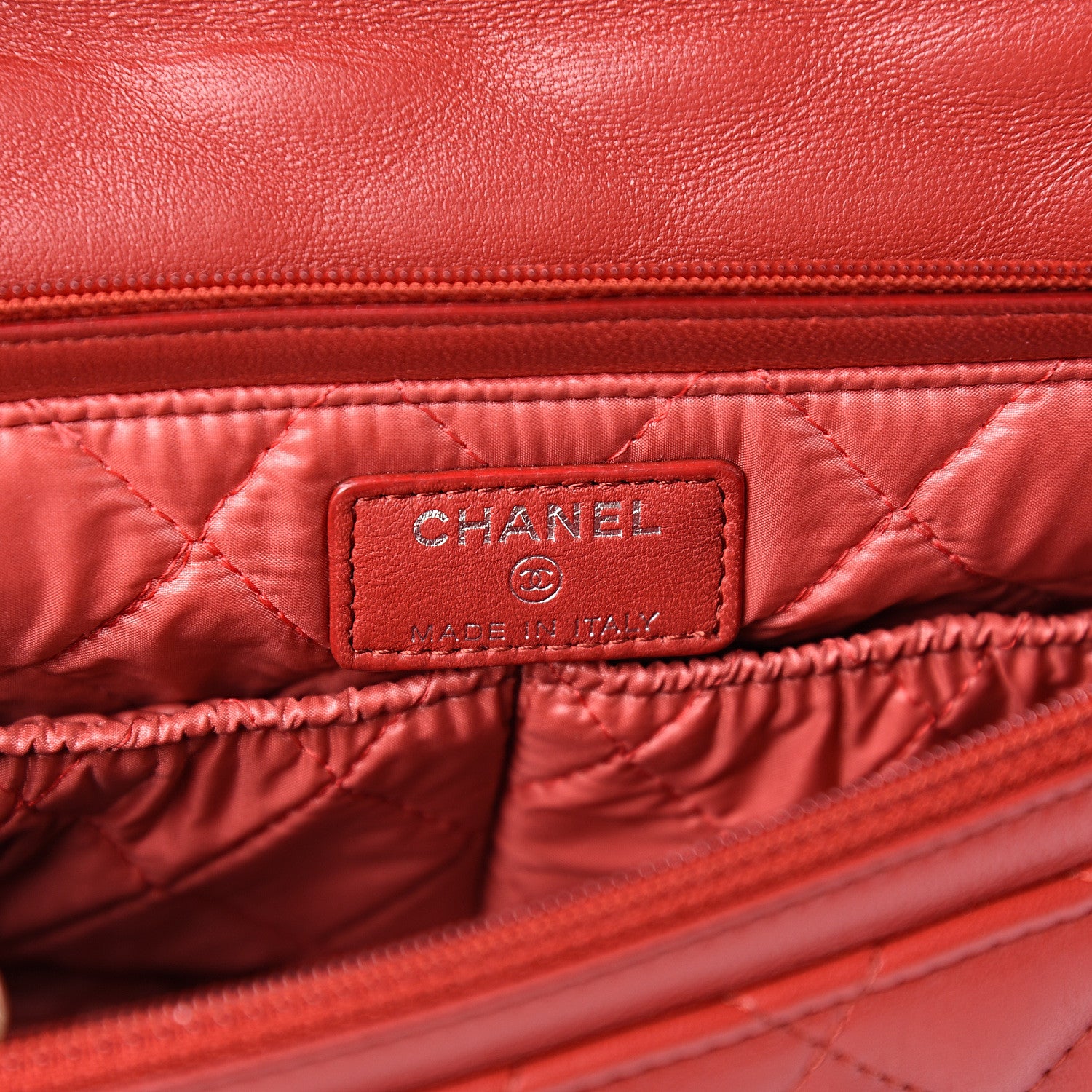 Chanel Lambskin Quilted Flap Cosmetic Case Red 5 of 9
