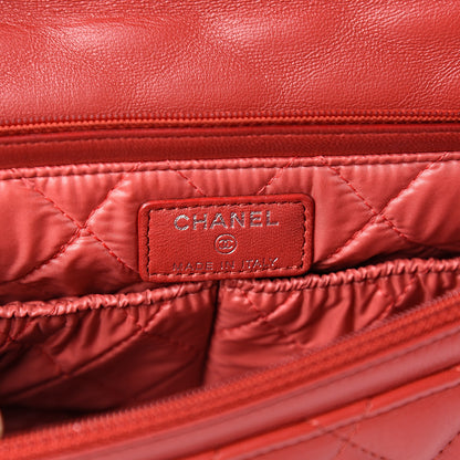Chanel Lambskin Quilted Flap Cosmetic Case Red 5 of 9
