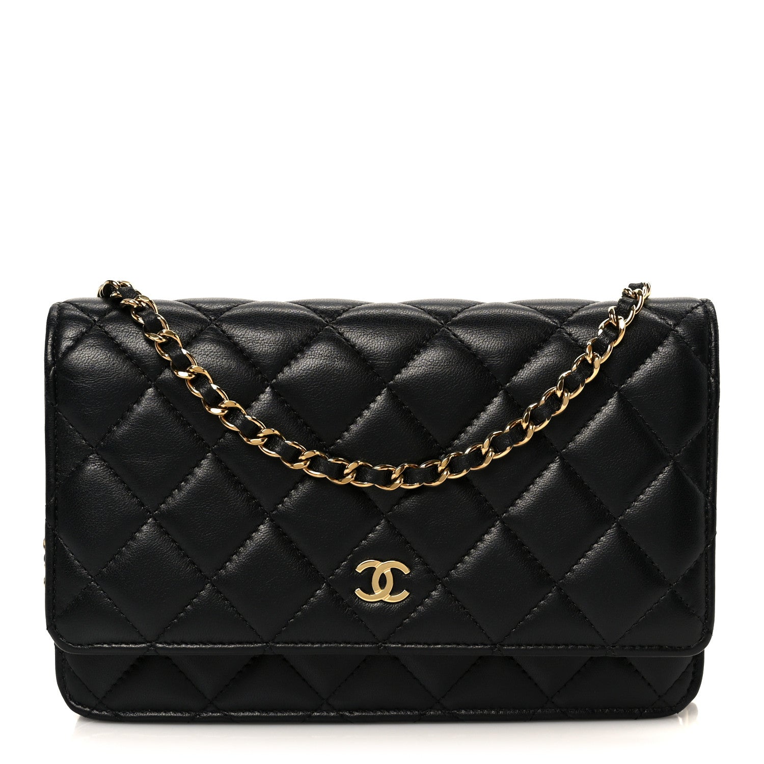 Chanel Lambskin Quilted Wallet On Chain WOC Black 1 of 12