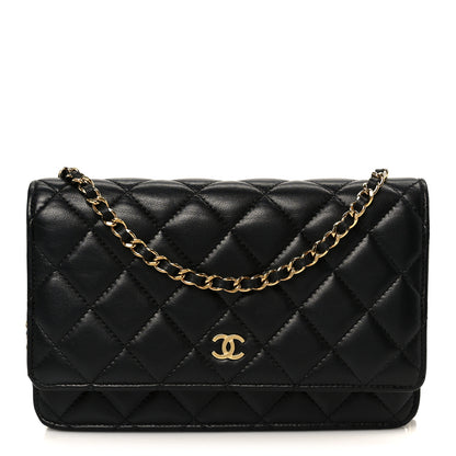 Chanel Lambskin Quilted Wallet On Chain WOC Black 1 of 12