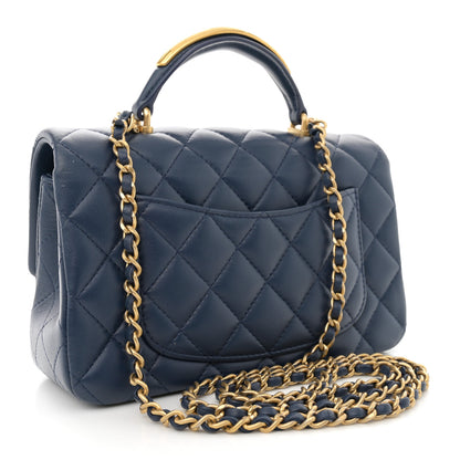 Chanel Lambskin Quilted Mini Metal Top Handle Rectangular Flap Blue 3 of 12