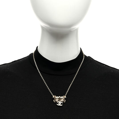 Chanel Crystal CC Bow Necklace Gold 2 of 4