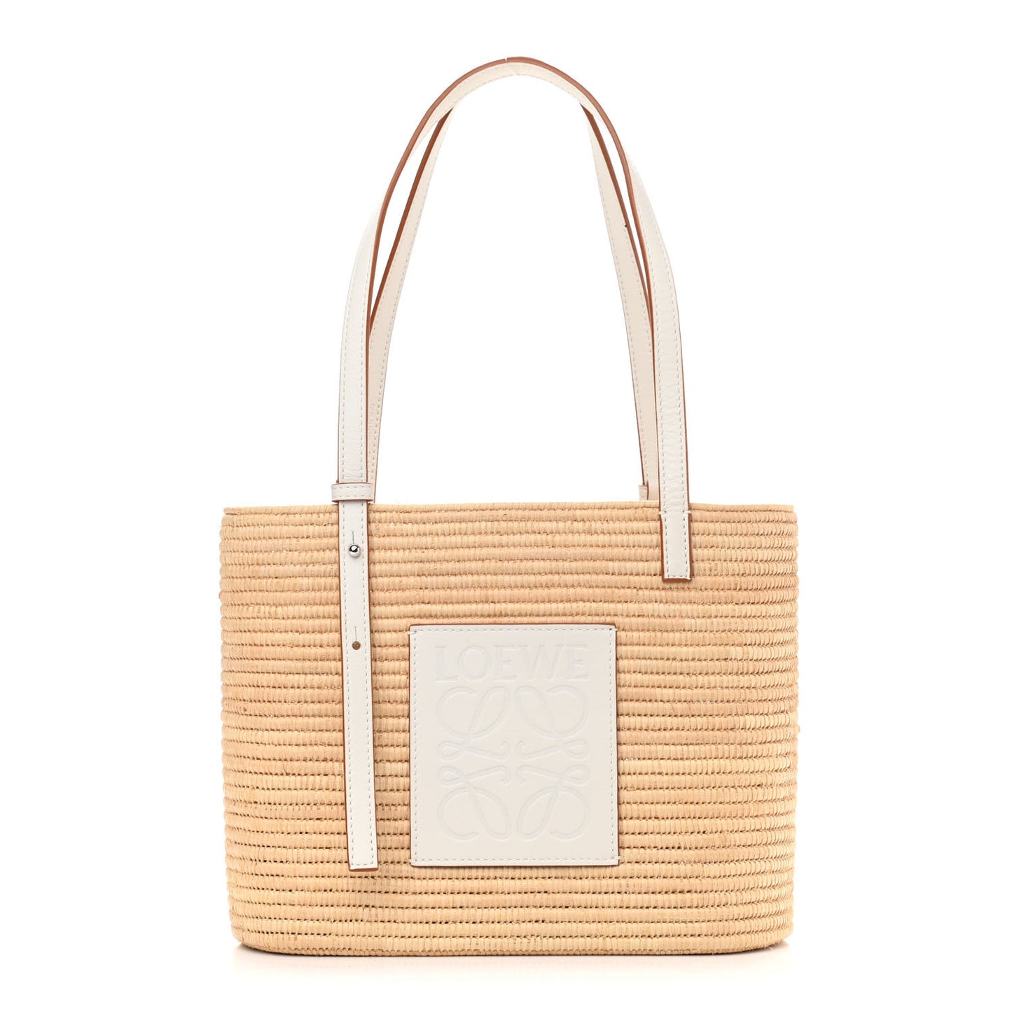 Raffia Square Small Basket Tote Bag Natural White